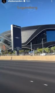 Shedeur posted a video on Instagram of him driving through the Las Vegas Raiders's Allegiant Stadium. (Credits: IG/@shedeursanders)
